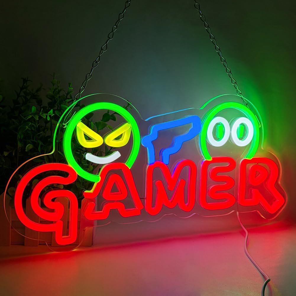 Party Games For Christmas - ゲーマー向けネオンサインLEDウォールライト、カスタマイズ可能なカラフルなゲーミングネオンランプ、ゲームルームセットアップ、男の隠れ家、ゲーミングゾーン、寝室の装飾に